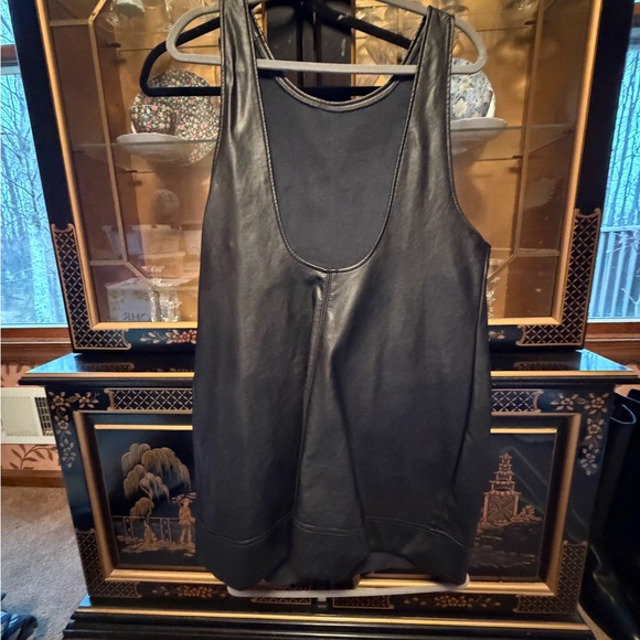 Free People Black Faux Leather Pinafore Dress - Picture 2 of 3